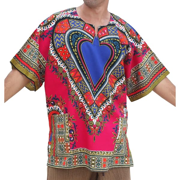RaanPahMuang Unisex African Dashiki Shirt - Bright White Cotton, Plain Front, Fair Trade, Size XX-Large