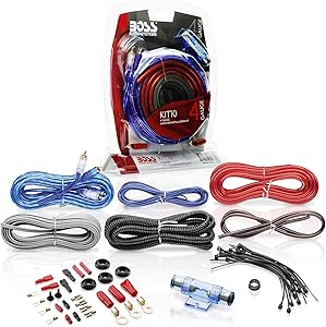 BOSS Audio Systems KIT10 4 Gauge Amplifier Installation Wiring Kit - A Car Amplifier Wiring Kit Helps You Make Connections and Brings Power to Your Radio, Subwoofers and Speakers