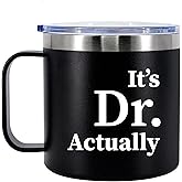 Panvola It's Dr Actually Doctor Gifts Insulated Coffee Mug 14oz With Handle And Lid New PhD Student Graduation Gifts From Mom Dad To Daughter Son Stainless Steel Tumbler Camping Travel Mugs