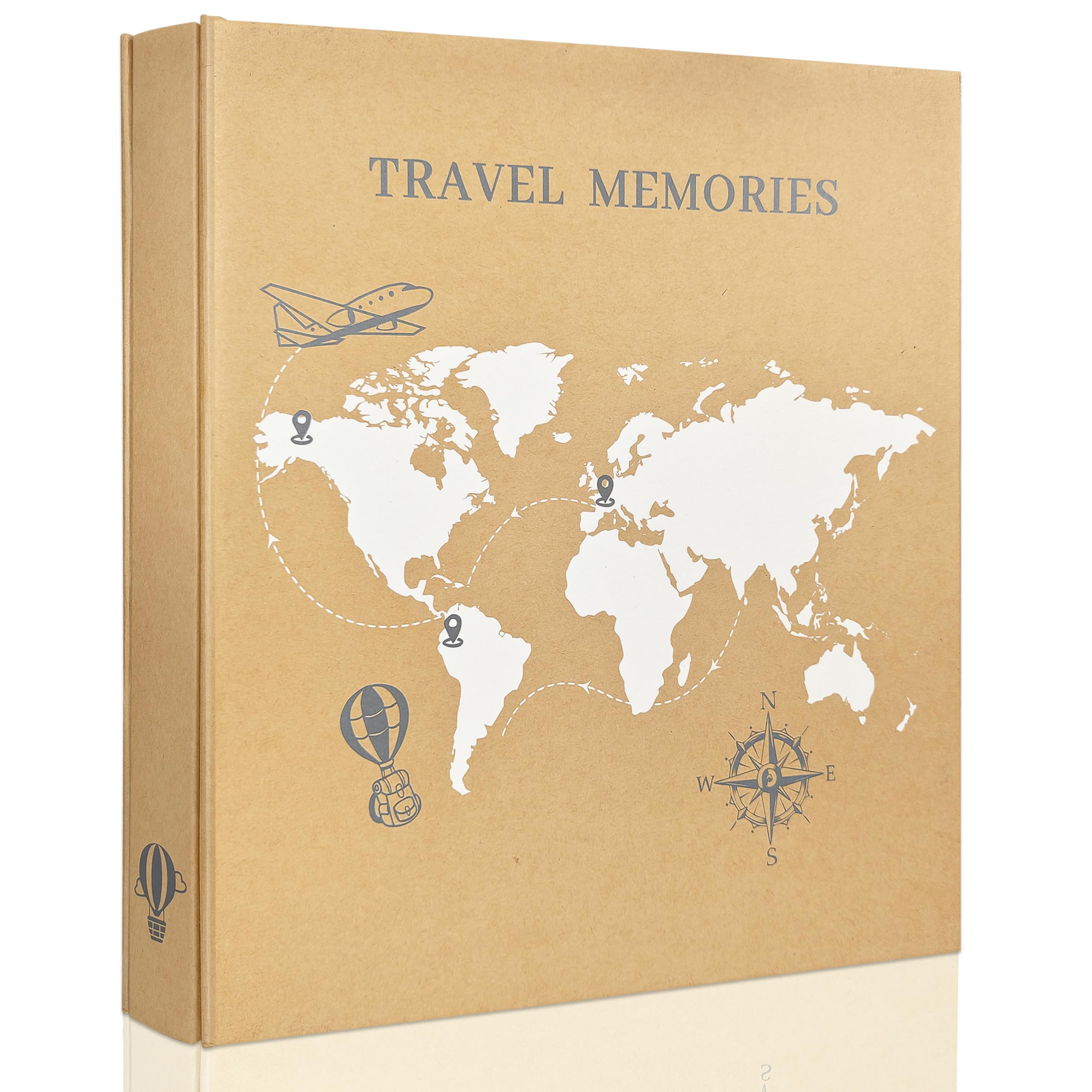 Photo 1 of Kuword Travel Photo Album 4x6 Photos,5 Pictures Per Page 300 Capacity Vacation Memory Book with World Map Cover–Excellent Kraft Album for Family Adventure Trips Gifts