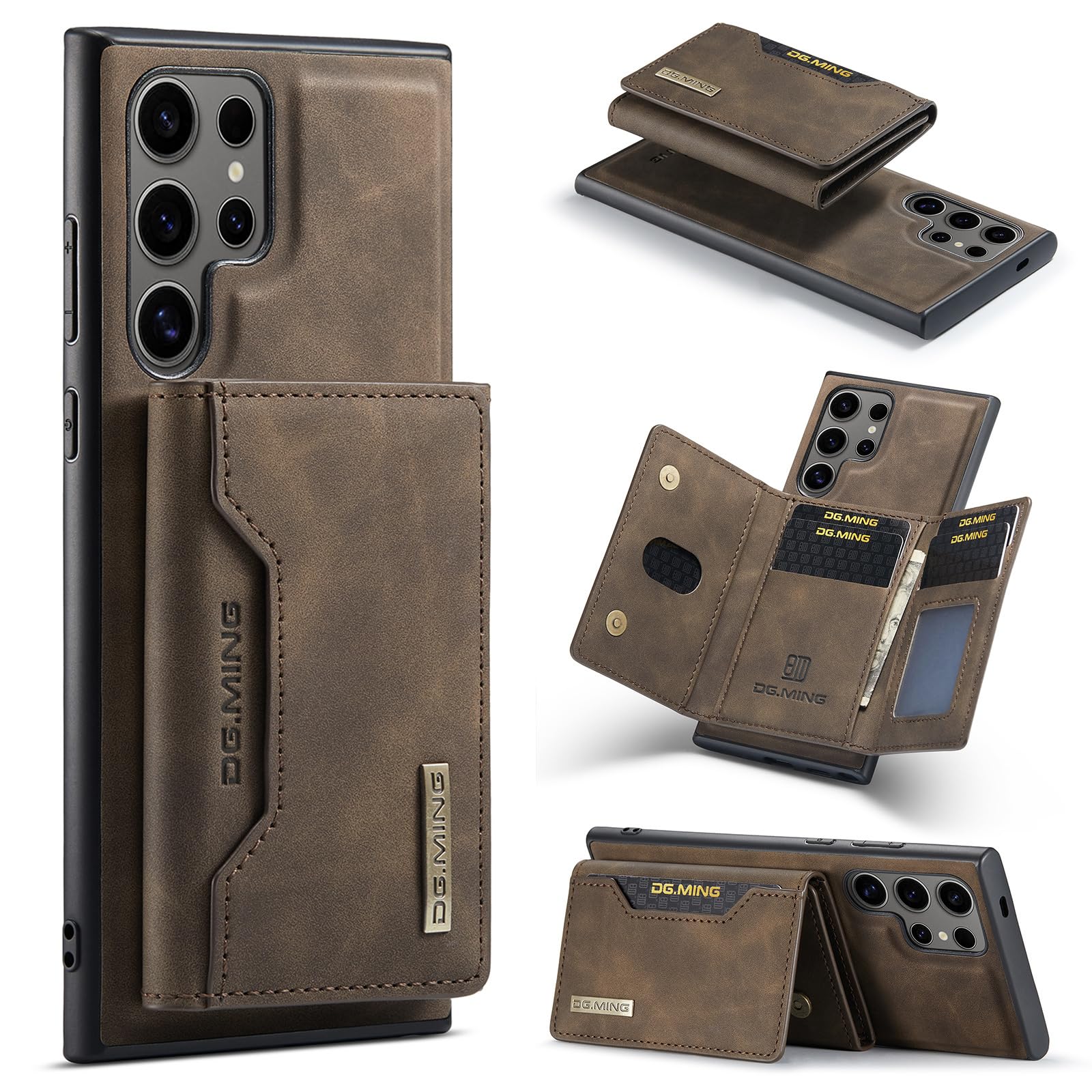 Photo 1 of SZHAIYU 2 in 1 Detachable Leather Phone Cases for Samsung Galaxy S24 Ultra 5G Case Wallet with Card Holder Men 6.8'' (Coffee, S24 Ultra)