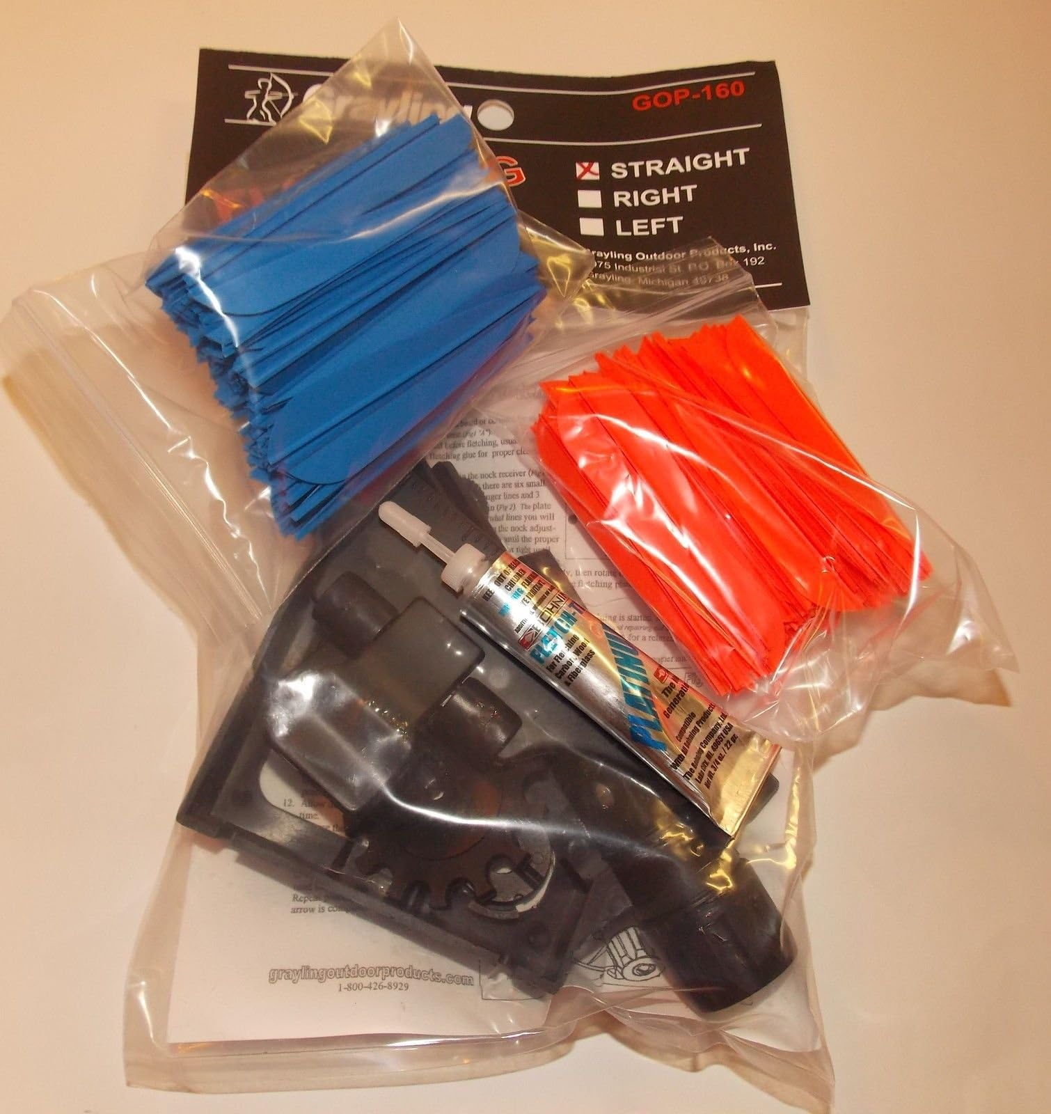 Grayling Fletching Jig Kit with Right Clamp Vanes Glue