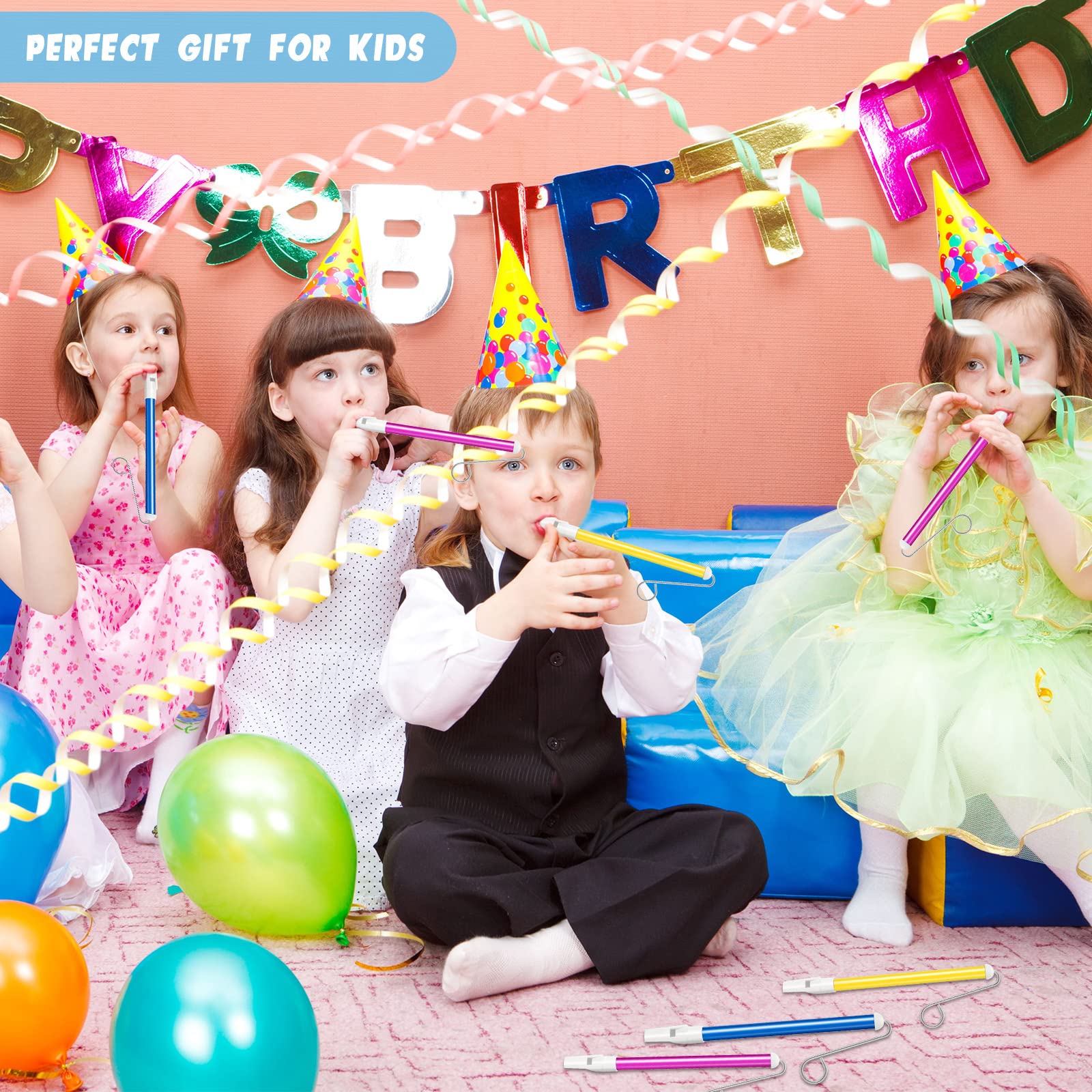 Civaner 6 Pcs Slide Whistle for Kids Slide Whistles for Adults Instrument Toy Musical Parent Child Games Educational Games Birthday Gifts Party Favors Supplies, Blue Yellow Purple