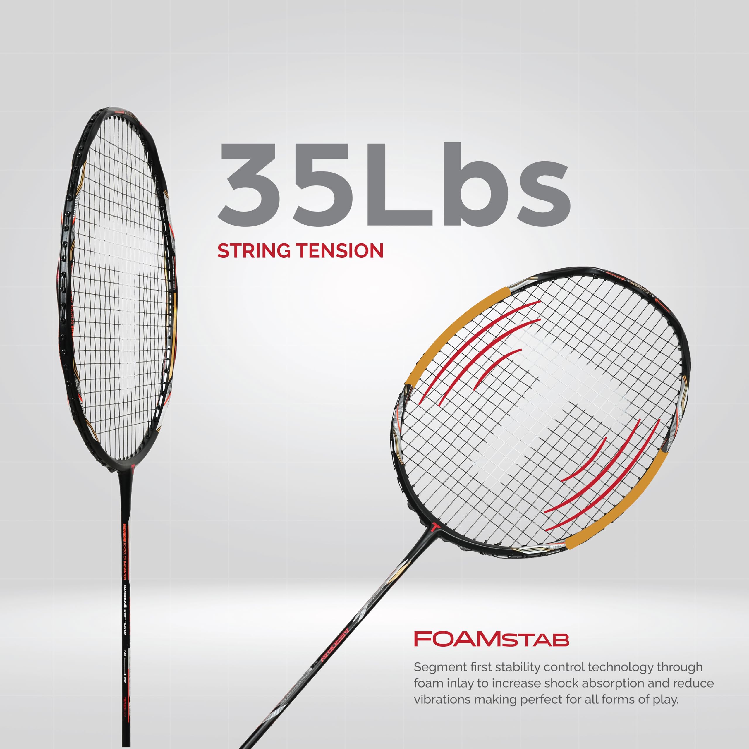 TANSO Black Aeroray Strung Professional Badminton Racket (35 Lbs Tension, 6.5mm Ultra Slim Solid Shaft, Recommended by Padukone School of Badminton) 4