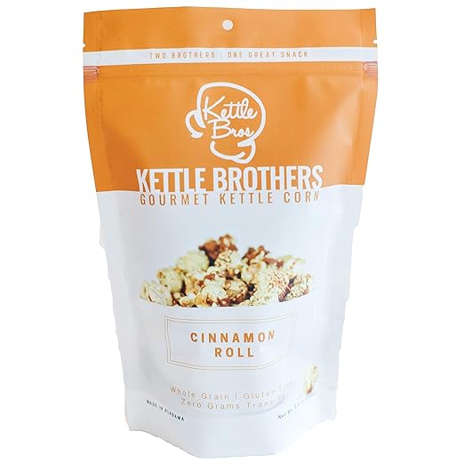Amazon Com Popcorn Cinnamon Roll Drizzled Kettle Corn Kettle Bros Gourmet Kettle Corn 2 Pack Large Bags