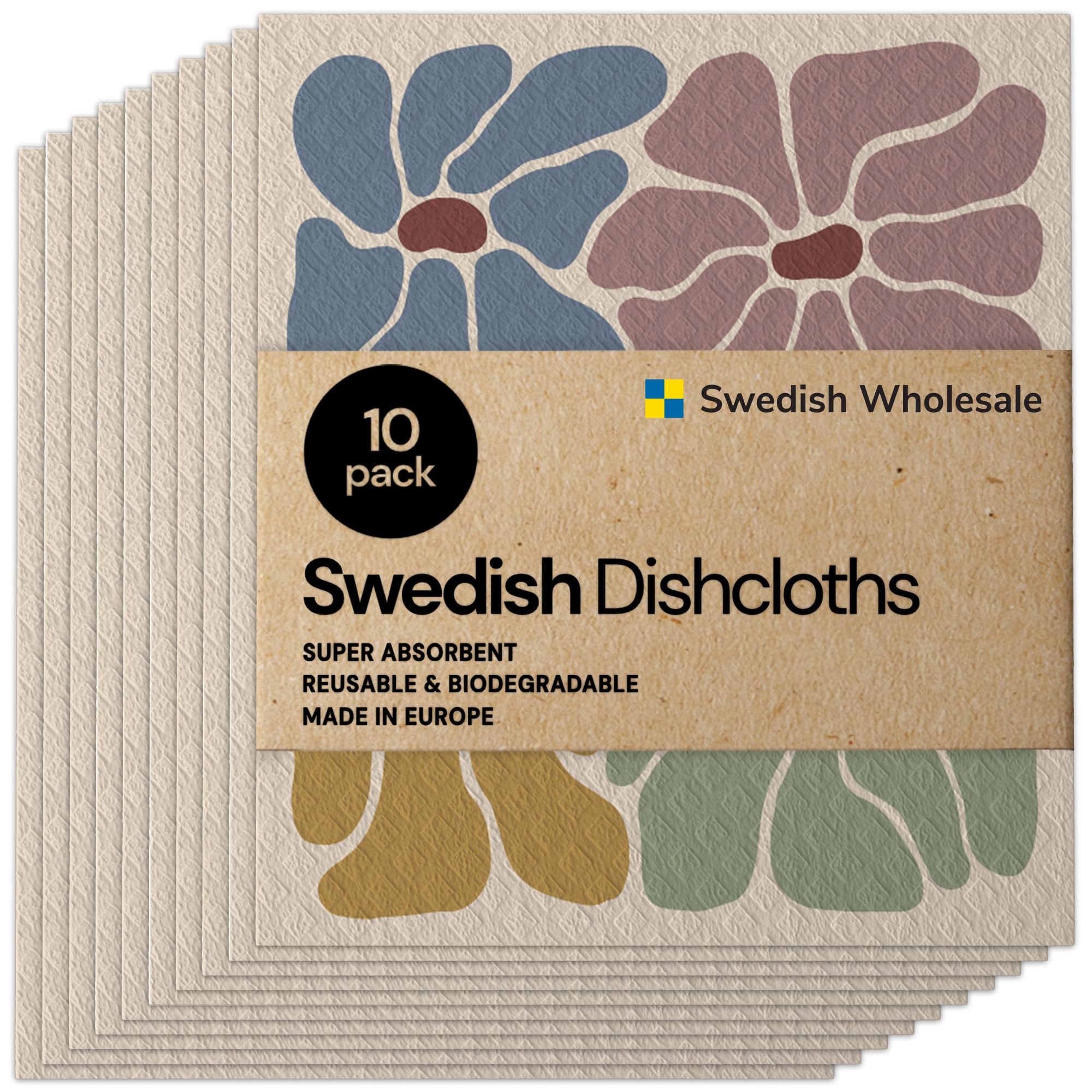 Photo 1 of Swedish Wholesale Swedish DishCloths for Kitchen- 10 Pack Reusable Paper Towels Washable - Eco Friendly Cellulose Sponge Microfiber Dish Cloths - Kitchen Essentials - Retro Flower