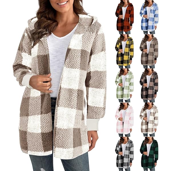 Plaid Flannel Jacket Women Sherpa Fleece Bed Jacket Lightweight