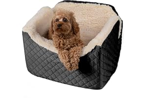 Snoozer Dog Car Seat, Lookout I Dog Booster Car Seat for Small Dogs Under 25lbs, Size: Medium, Fabric: Black Quilted, Pet Car Seat to Alleviate Car Sickness for Dogs, Removable Machine Washable Cover