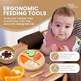Yum Yum's Set of 6 Baby Weaning Plates Bowls Spoons Bamboo Suction Bibs Blush view 4