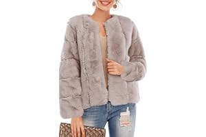 BerryGo Women's Long Sleeve Open Front Fuzzy Faux Fur Coat