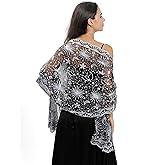 changyexi Sequin Lace Shawl Wrap, Evening Formal Sheer Shawls for Women Dressy Cover Up, Wraps and Shawls