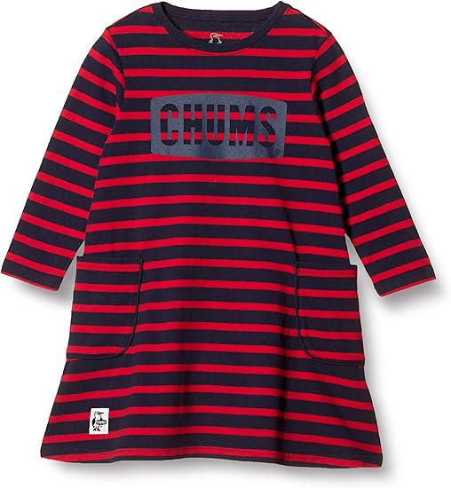 Amazon チャムス ワンピース Kid S Chums Logo Pocket Dress Nvr Kl キッズ Navyred 日本 L 日本サイズl相当 ワンピース チュニック 通販