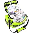 Lightning X Products Lightning X Mid-Sized First Responder EMT Bag | LXMB25 Fully Stocked Aid Kit w/ 200+ BLS Supplies - Fluorescent Yellow