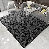 Vintage Black Gothic Skull Area Rugs Home Decor Halloween Rug Non Slip Soft Carpet Throw Rugs Floor Carpet Goth Decor Witch Wiccan Decor for Living Room Bedroom 5'x7'