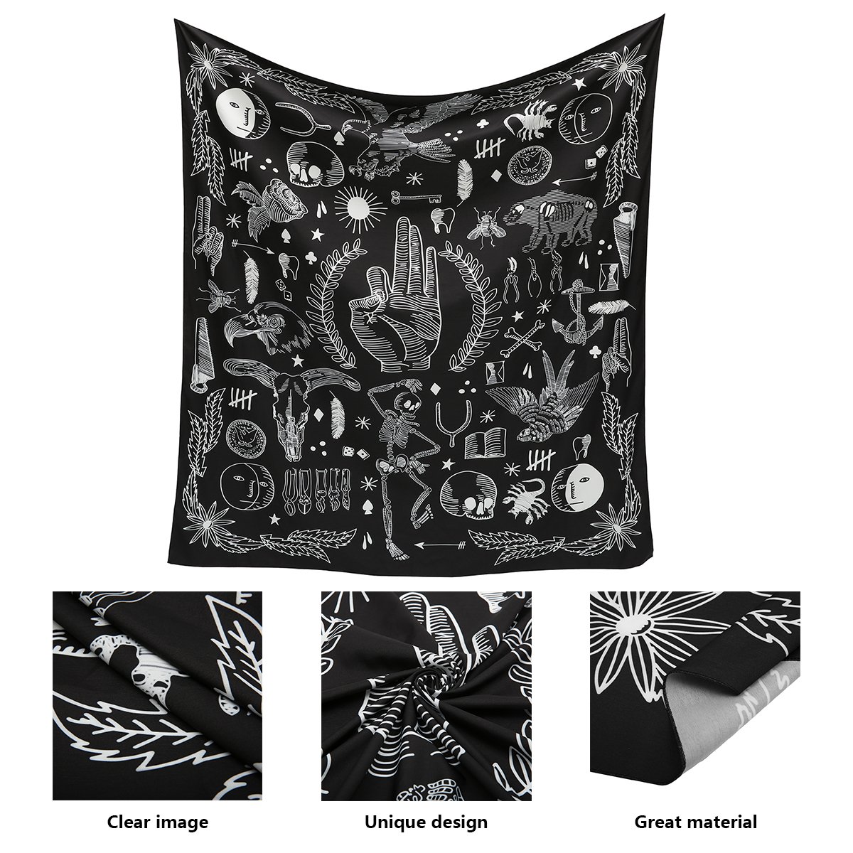 Jeteven Hippie-Tapisserie Mandala Wandteppich Blau forest Tuch, indisch Elephant Wandbehang Wald, Wall Tapestry Boho Yoga Strandtuch Picnic Throw, Wand Deko 165X148cm (H)