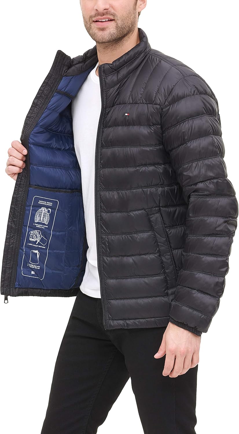 Tommy Hilfiger Men's Lightweight Water Resistant Packable Down Puffer Jacket (Standard and Big & Tall) at  Men’s Clothing store