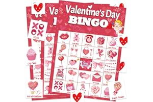 Leezead Valentine’s Day Bingo Game for Boys Girls Adults, 24 Players Valentine’s Day Bingo Cards Valentine’s Day Bingo Game Cards for School Classroom Family Games Valentine’s Day Party Supplies