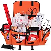 Fully Stocked EMT Trauma Bag &ndash; Tactical First Responder Medical Kit with Tourniquet, Chest Seals, Bleeding Control, Gauze, Shears &amp; Bandages &ndash; Orange