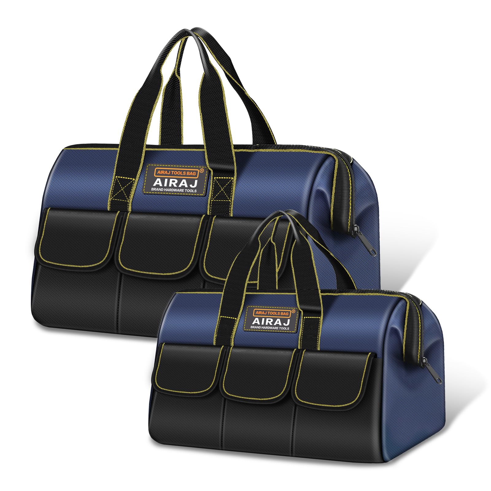 Tool Bag 2-Pack Set | AIRAJ 14" & 18" Small Tool Bag | Wide Mouth Tool Bags for Men and Women | Small Tool Tote | Tool Organizer for Home Repairs,Garage Storage,Professional Work | Portable Tool Box