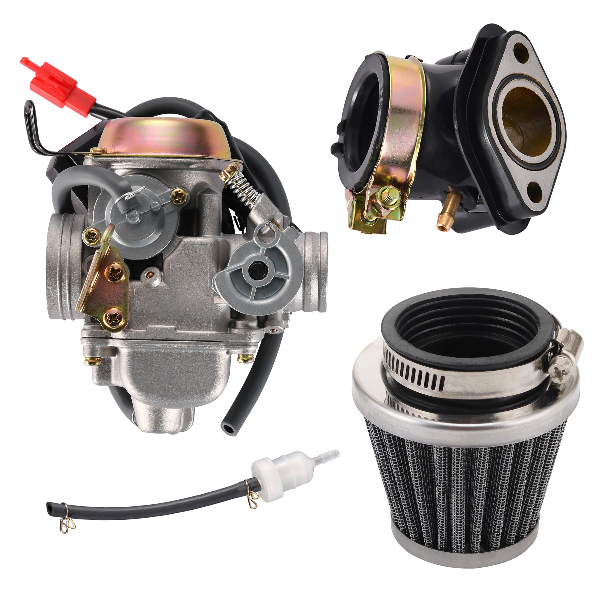 GOOFIT PD24J Carburetor with Air Filter Intake Manifold Replacement For GY6 125cc 150cc Go Kart Scooter 152QMI 157QMJ