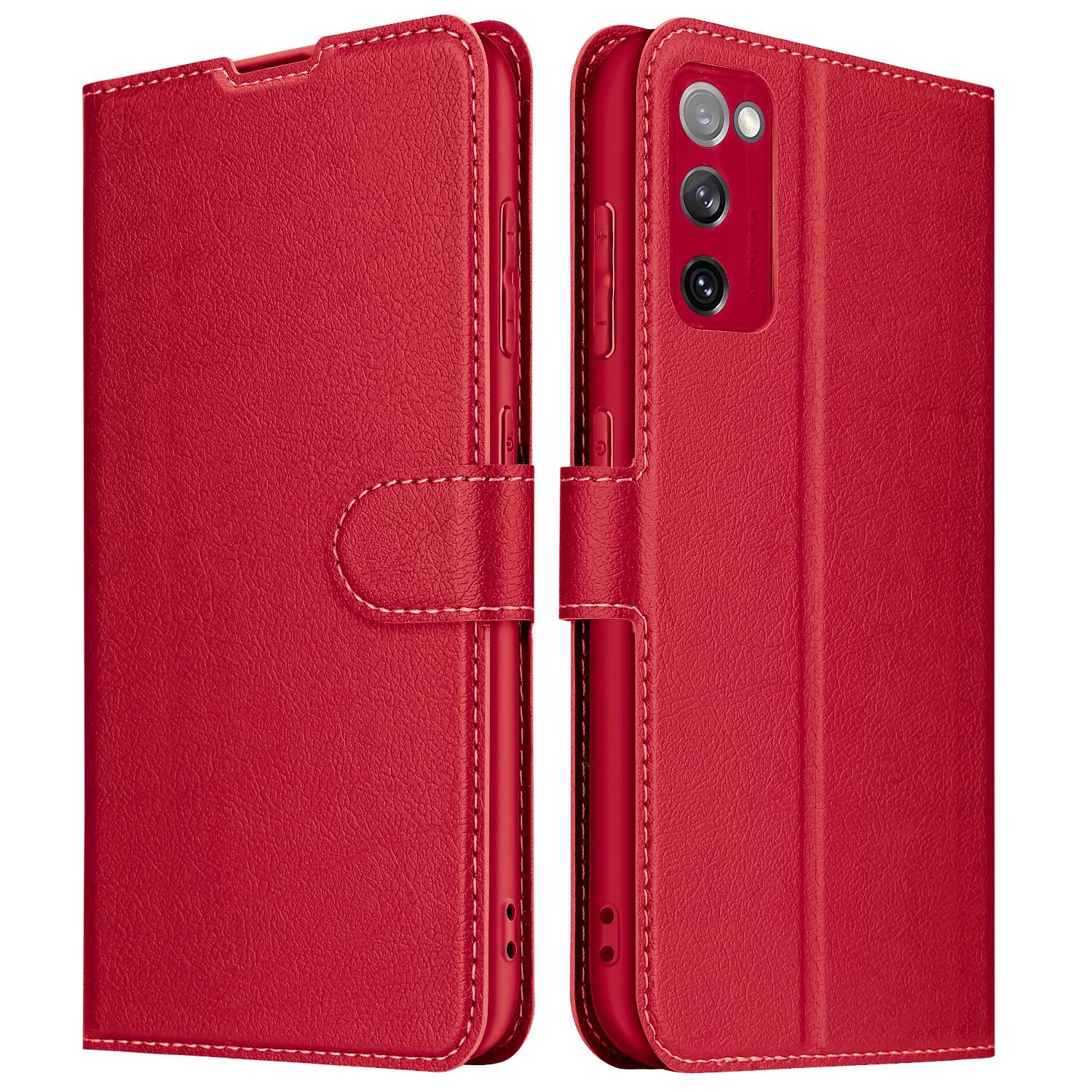 ELESNOW Phone Case for Samsung Galaxy S20 FE, Flip Wallet PU Leather Card Holder with RFID Blocking Magnetic Closure Stand Cover for Samsung Galaxy S20 FE (Red) โ image 1