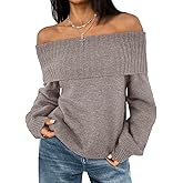 LILLUSORY Off The Shoulder Sweater Womens Oversized Loose Knit Chunky Pullover Sweaters Long Sleeve Top