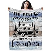 Camping Gifts for Women Men, Camping Blanket, Camper Decor, Camping Essentials Soft Throw Blanket for Couch Bed Sofa 60" X 50"