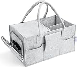 Maliton Nappy Caddy with Lid Grey - Large Portable Diaper Organizer