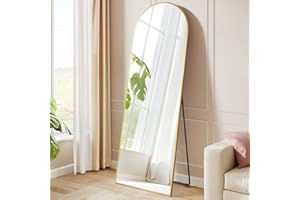 SONGMICS Full Length Mirror, 63 x 19.7 Inches, Full Body Mirror with Stand, Aluminium Alloy Frame Floor Mirror, Tempered Glas