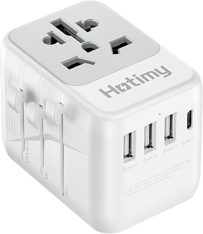 hotimy Universal Travel Adapter 4 USB C PD UK US EU AU Plug Worldwide 10A Fuses