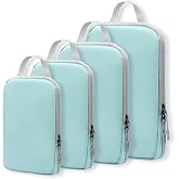 WOOMADA Compression Packing Cubes for Suitcases Travel Essentials 4 Set Expandable Travel Bags Organizer for Luggage(turquoise)