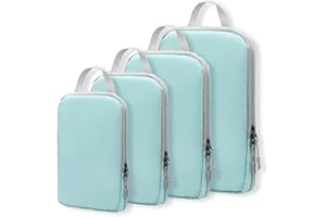 WOOMADA Compression Packing Cubes for Suitcases Travel Essentials 4 Set Expandable Travel Bags Organizer for Luggage(blue)