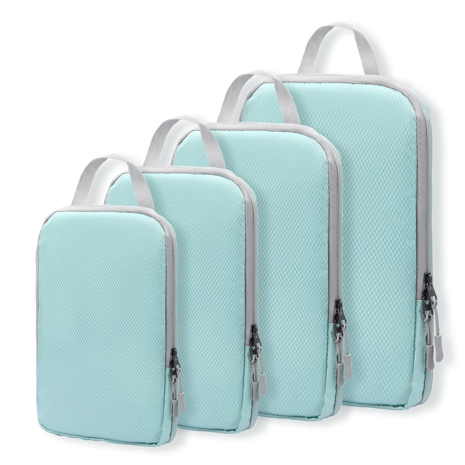 Photo 1 of WOOMADA Compression Packing Cubes for Suitcases Travel Essentials 4 Set Expandable Travel Bags Organizer for Luggage(turquoise)