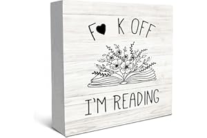 SRADMO I'm Reading Minimalist Floral Book Wood Box Sign Desk Decor, Inspirational Reading Wooden Block Box Sign Decoration For Home Reading Room Library Shelf Table Decor