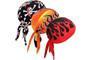 Lobimelan 3 Pcs Do Rags for Men Skull Cap Breathable Moisture Wicking Pirate Hat Helmet Liner Running Cotton Hat for Women, 3