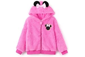 Disney Stitch Minnie Frozen Princess Girls/Boys Fleece Jacket Zipper Sherpa Fuzzy Hoodie Warm Winter Coat Outwear 2-13 Years