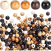 Alpinleux 100 Pcs Large Hole Wooden Beads, 5 Colors Wooden Loose Spacer Beads, Vintage Wood Hair Bead for Macrame, Necklace, Bracelet, DIY Craft, Hair, Handmade Decor (9X10mm)