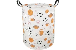 KUNRO Large Sized Round Storage Basket Waterproof Coating Organizer Bin Laundry Hamper for Nursery Clothes Toys (Balls)