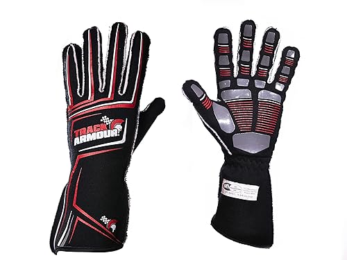 Guanti Da Corsa Track Armour Serie 4 SFI 3.3/5: In Nomex Con Grip In Silicone, Traspiranti, Protezione Per Braccio, Per Piloti Auto
