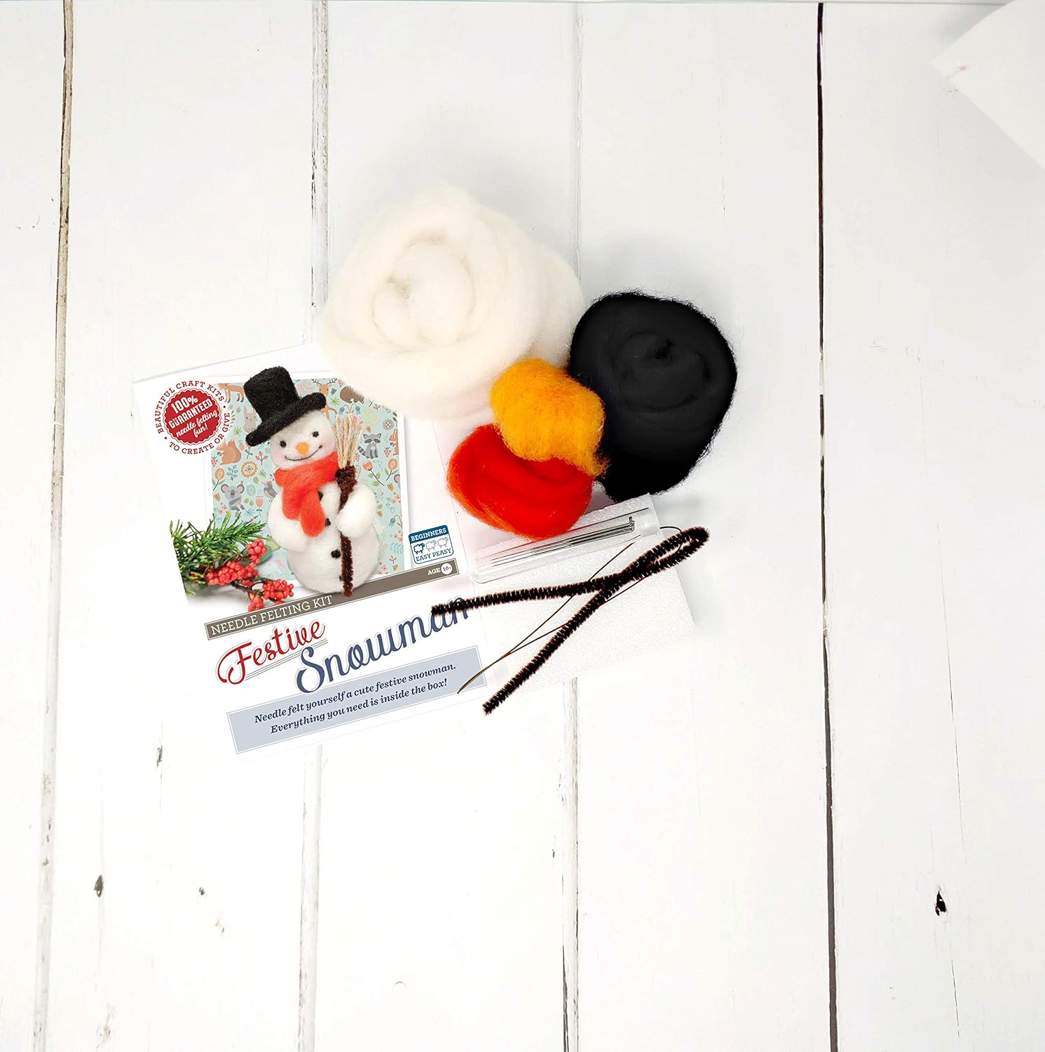 The Crafty Kit Company Festive Snowman DIY Needle Felting Craft Kit for Christmas Gifts Beginner-Friendly - Made in The UK - Image 4