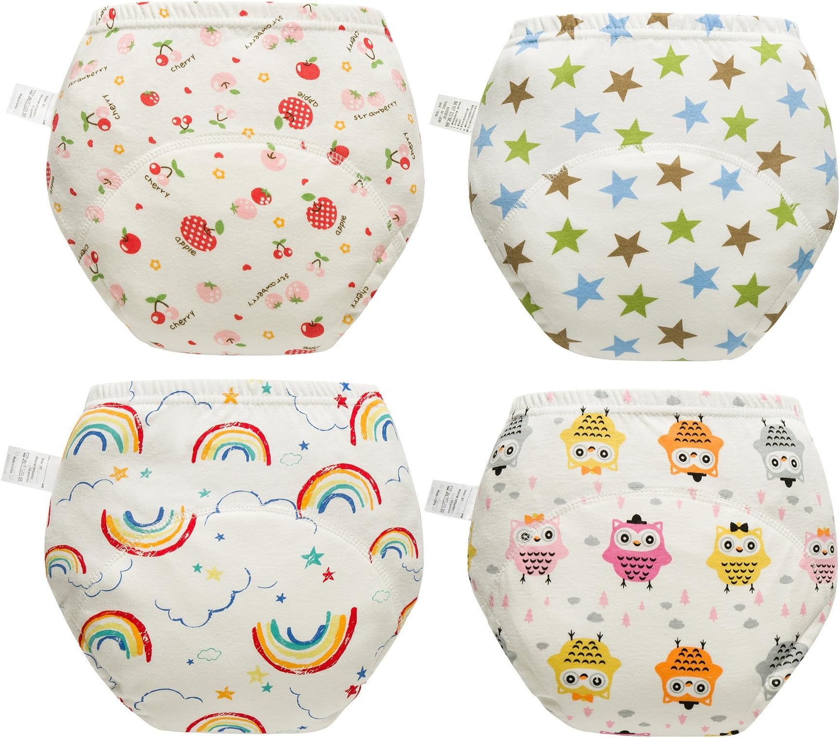Skhls Unisex Baby Cotton Padded Potty Anti Leakage Training Pant 4 Pack 2T-4T
