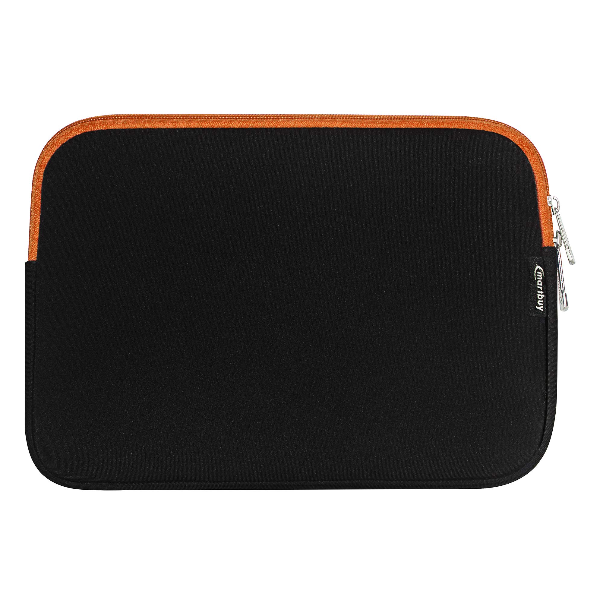 Emartbuy Midnight Black/Orange Neoprene Water Resistant Neoprene Soft Zip Case Cover Sleeve With Orange Interior and Zipper 13-15 Inch Compatible With Selected Devices Listed Below