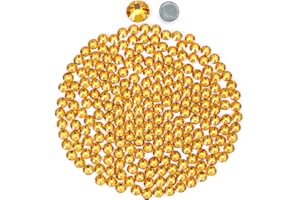 NOVANI Rhinestones Flatback Rhinestones Hotfix Rhinestones Glass Round Crystals Gems for Crafts Clothes Shoes Bag DIY Decoration Gold Yellow (SS20/4.8MM/1440pcs)