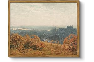 ARPEOTCY Vintage Framed Landscape Wall Art, Living Room Bedroom Country Fall Scenery Art Decor, Canvas Print Retro Paintings, Home Autumn Rustic Kitchen Farmhouse Decor, 8x10 Inch