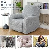 OKYUK Recliner Chair Cover 4-Piece Stretch Slipcover Light Gray 1 Seater view 3