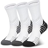 Hylaea Compression Running Socks for men, Coolmax Anti-Blister Cushion Crew Socks for Athletic, Moisture Wicking & Seamless