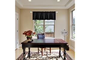 DECOVSUN Black Valance for Windows 72x18 Inch Solid Thermal Insulated Blackout Rod Pocket Kitchen Short Curtain Toppers Valance for Bathroom Living Room 1 Panel
