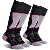 CS CELERSPORT Women's Merino Wool Ski Socks, 2/3 Pack Thermal Warm Winter Thick Knee High Snowboarding Skiing Socks