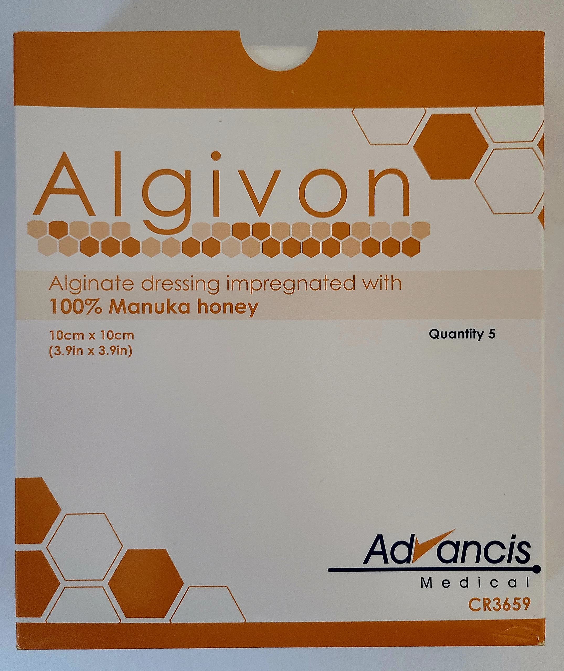 ALGIVON - 10CMX 10CM ALGINATE DRESSING IMPREGNATED WITH 100% MANUKA HONEY (10CMX 10CM) X 5 - 5 DRESSINGS