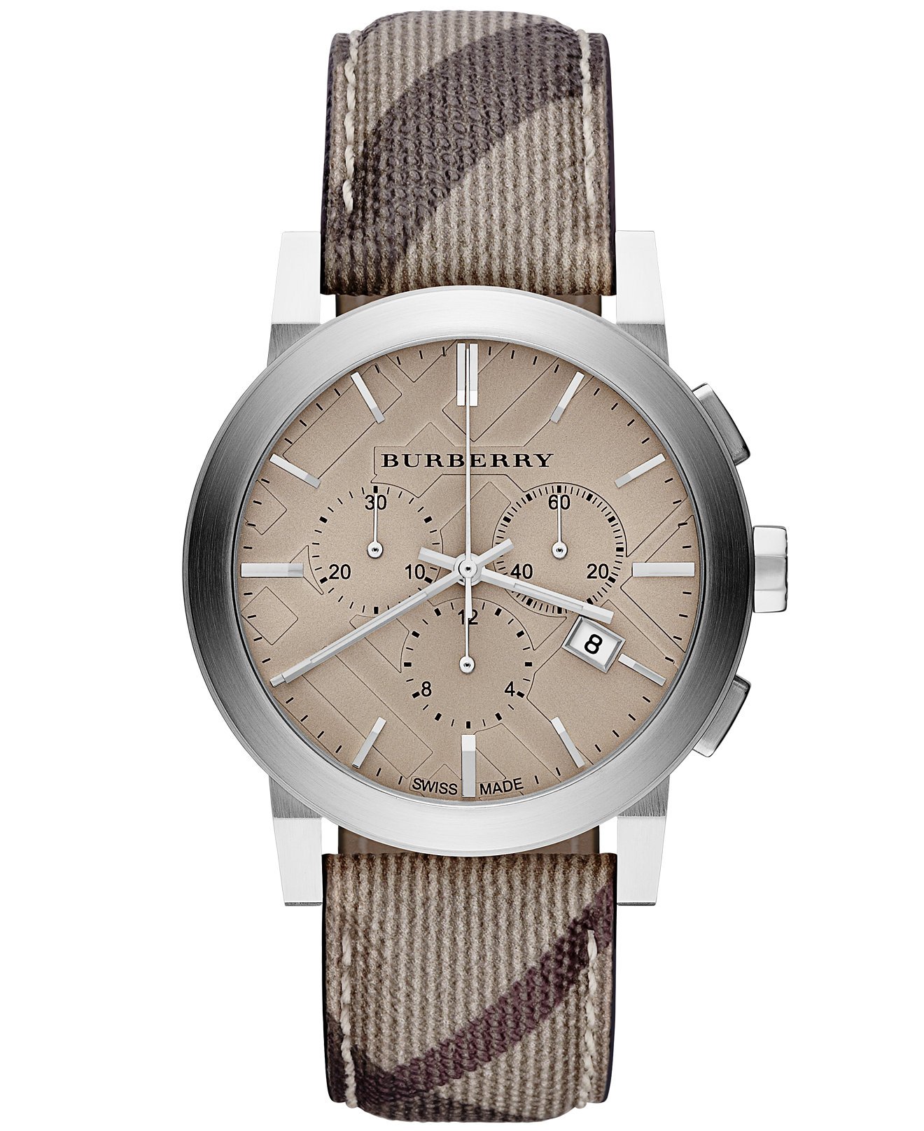Burberry BU9361 Watch City Mens - Champagne Dial Stainless Steel Case Quartz Movement Stainless Steel-Smoke